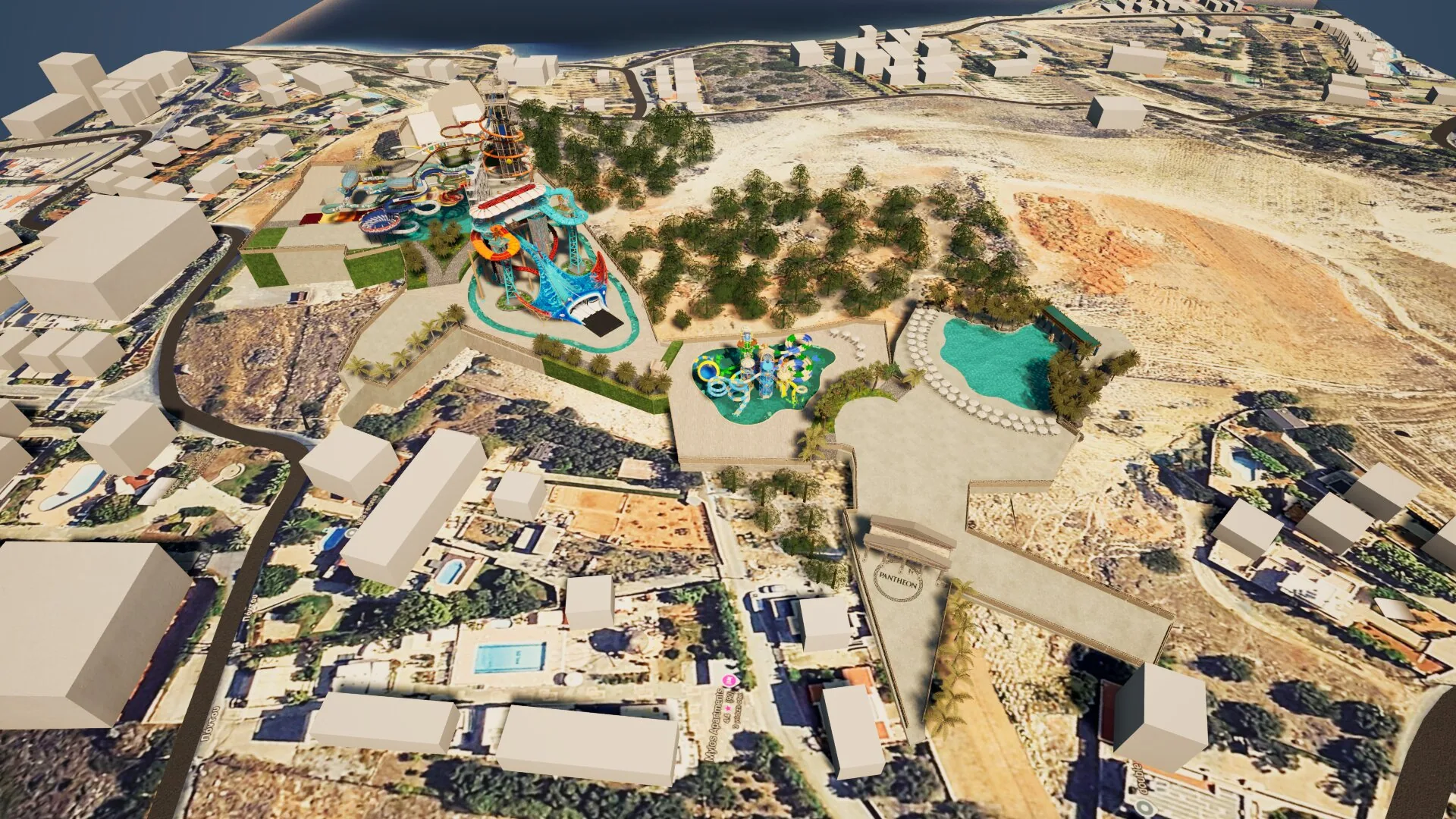 Pantheon Water Park aerial overview