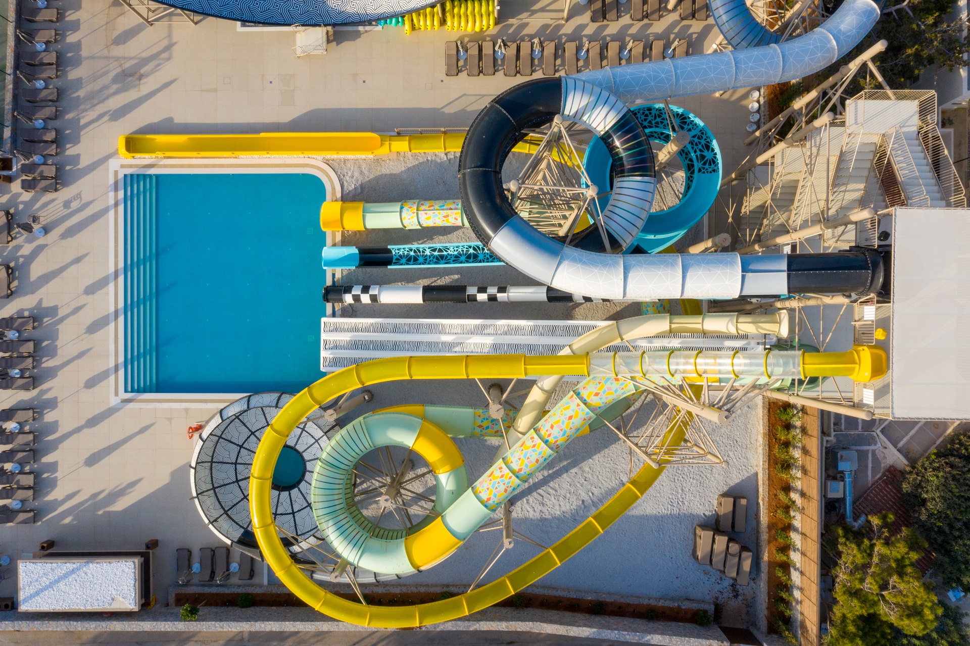 Water slides aerial view