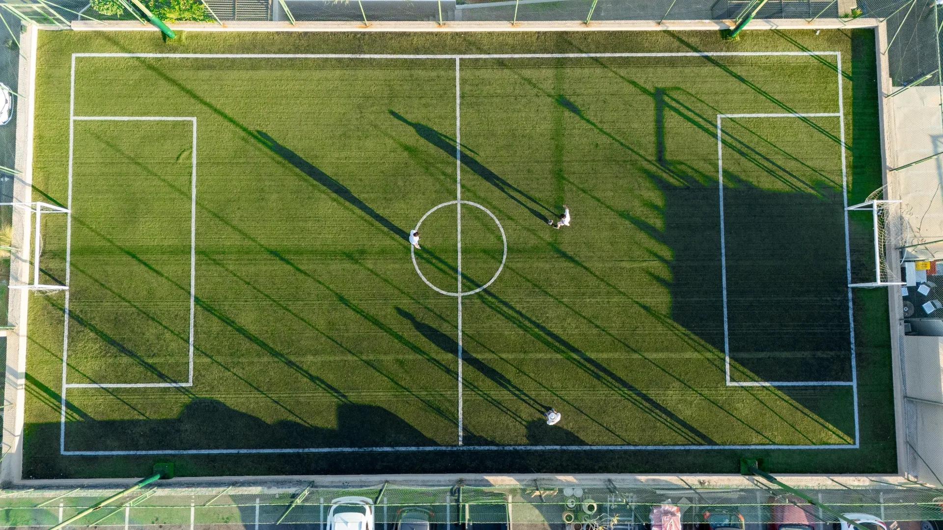 Aerial view of the mini football field